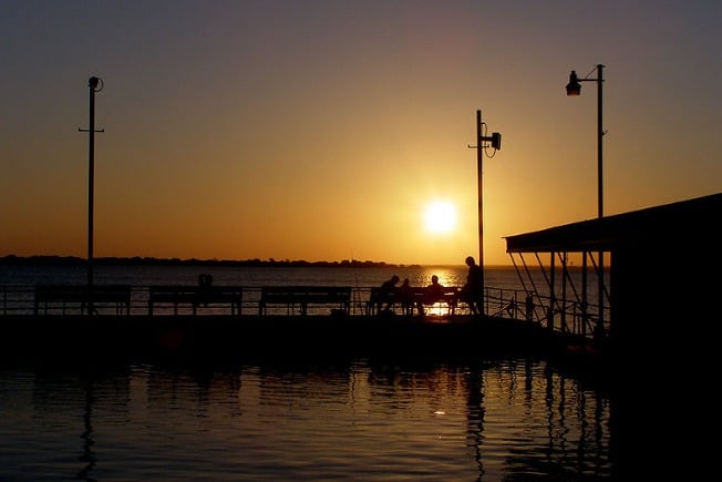 Lewisville barge at night